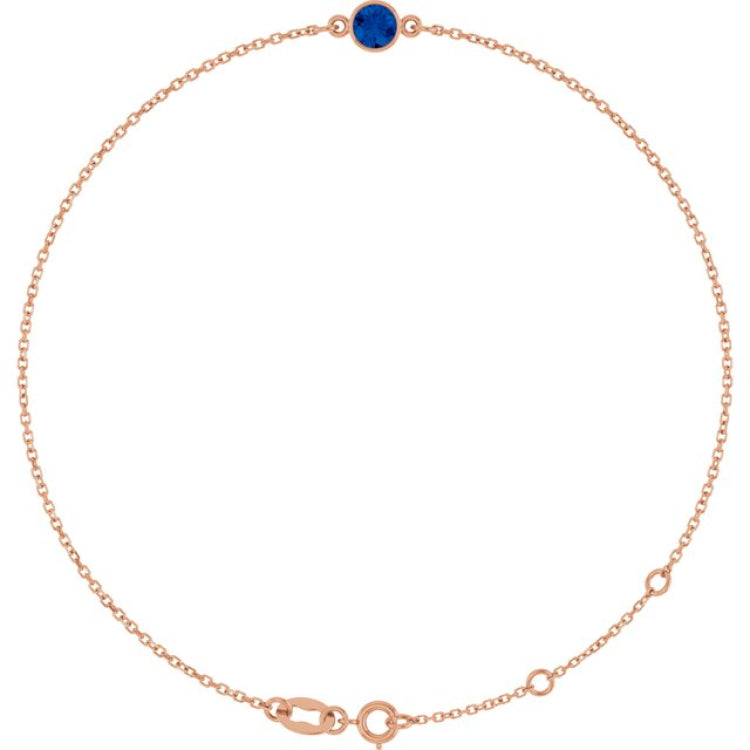 14K Rose Gold Natural Blue Sapphire 6 1/2-7 1/2" Bracelet
