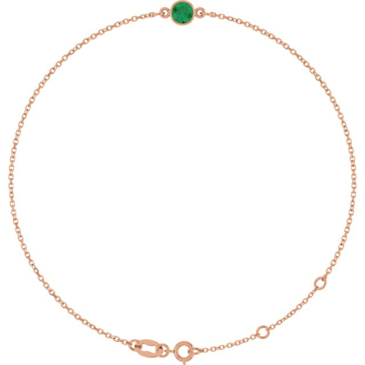 14K Rose Gold Lab-Grown Emerald 6 1/2-7 1/2" Bracelet
