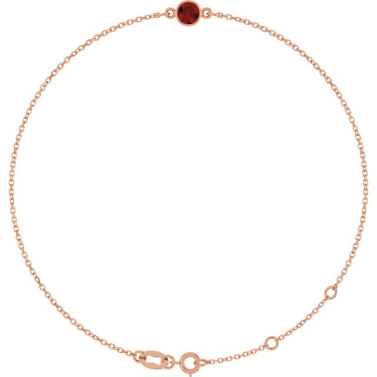 14K Rose Gold Natural Mozambique Garnet 6 1/2-7 1/2" Bracelet