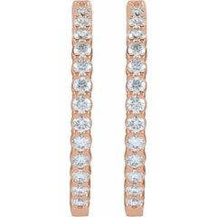 14K Rose Gold 5 CTW Lab-Grown Diamond Inside-Outside Hinged 37.8 mm Hoop Earrings
