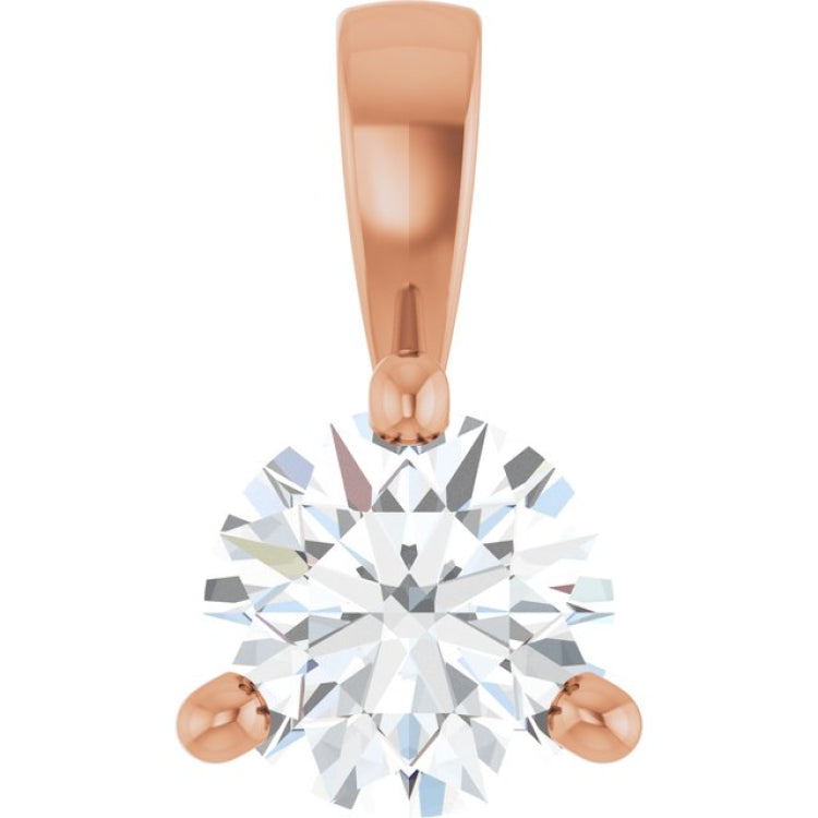 14K Rose Gold 1/4 CT Lab-Grown Diamond Pendant