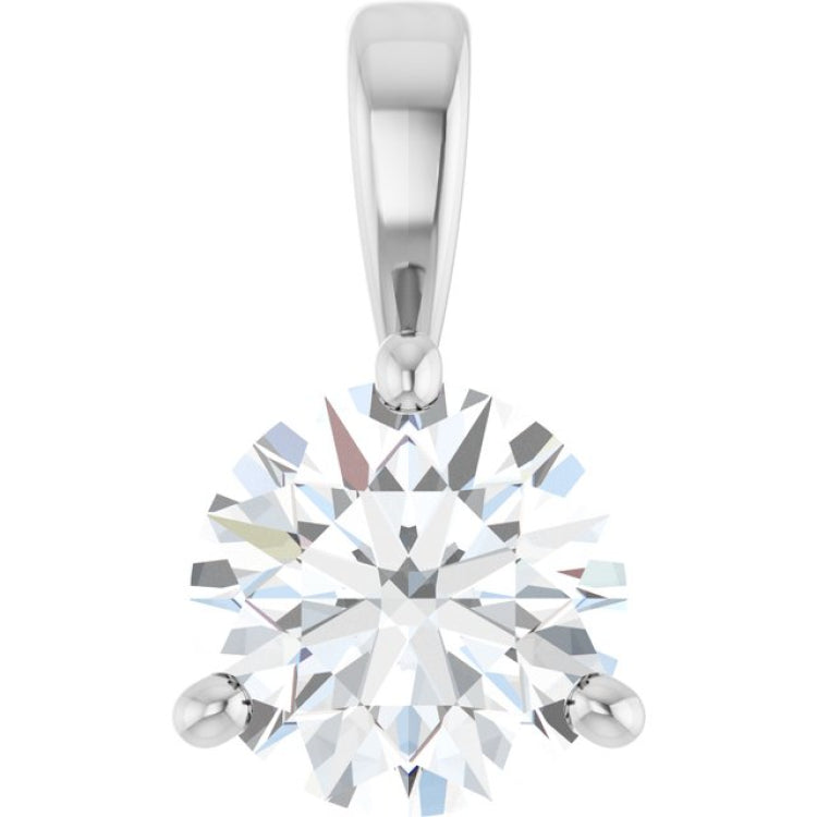 14K White Gold 3/4 CT Lab-Grown Diamond Pendant