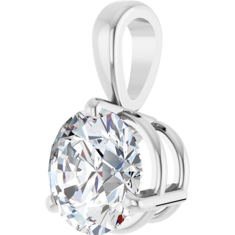 14K White Gold 1 CT Lab-Grown Diamond Pendant