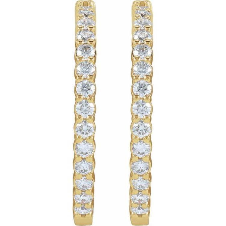 14K Yellow Gold 5 CTW Lab-Grown Diamond Inside-Outside Hinged 37.8 mm Hoop Earrings