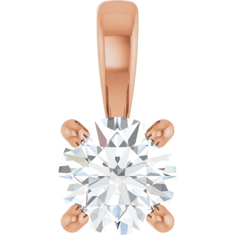 14K Rose Gold 1/4 CT Lab-Grown Diamond Pendant