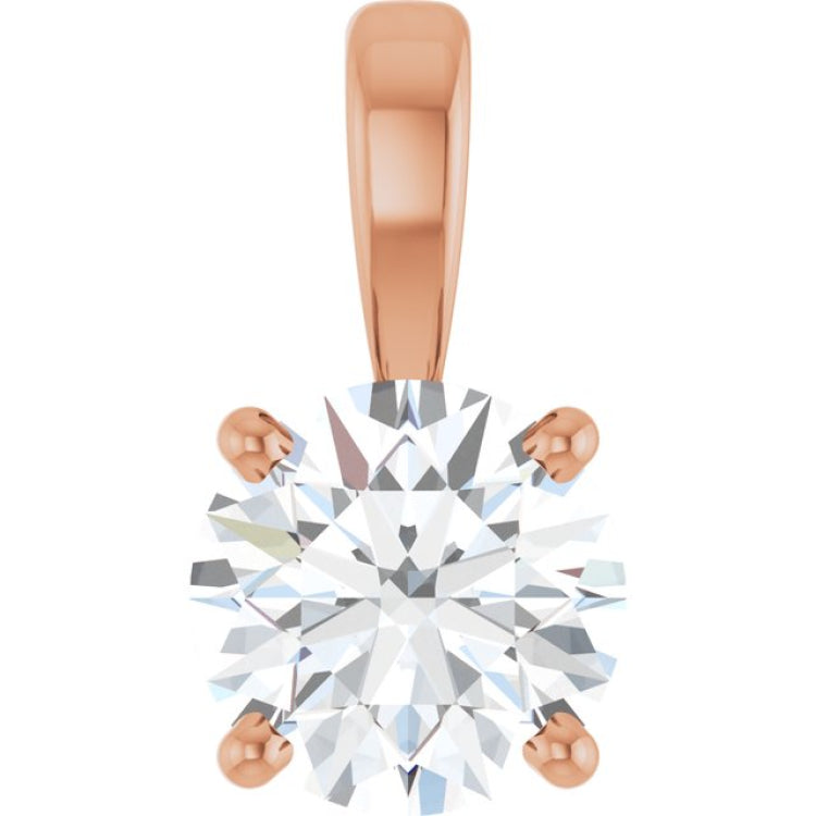 14K Rose Gold 3/4 CT Lab-Grown Diamond Pendant