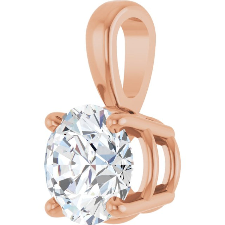 14K Rose Gold 3/4 CT Lab-Grown Diamond Pendant