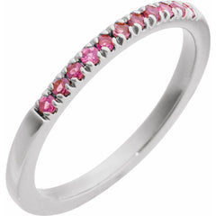 14K White Gold Natural Pink Tourmaline Stackable Ring