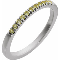 14K White Gold Natural Peridot Stackable Ring