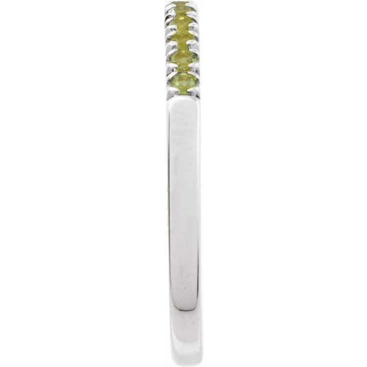 14K White Gold Natural Peridot Stackable Ring