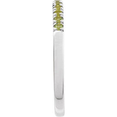 14K White Gold Natural Peridot Stackable Ring