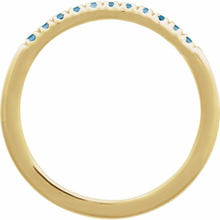 14K Yellow Gold Natural London Blue Topaz Stackable Ring