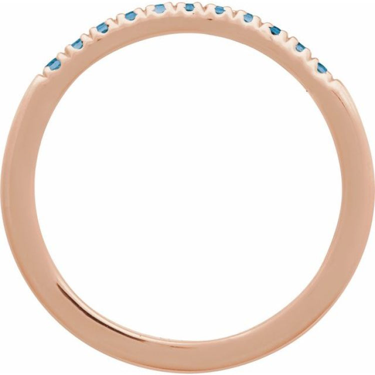 14K Rose Gold Natural London Blue Topaz Stackable Ring