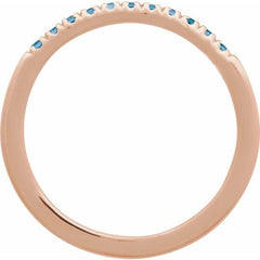 14K Rose Gold Natural London Blue Topaz Stackable Ring