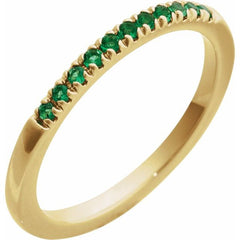 14K Yellow Gold Lab-Grown Emerald Stackable Ring