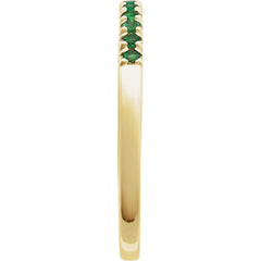 14K Yellow Gold Lab-Grown Emerald Stackable Ring