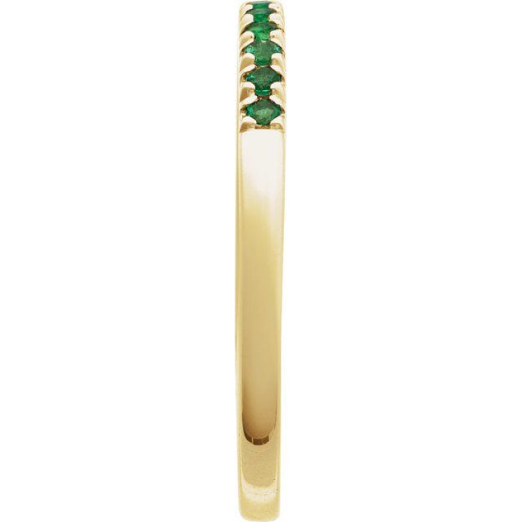 14K Yellow Gold Lab-Grown Emerald Stackable Ring