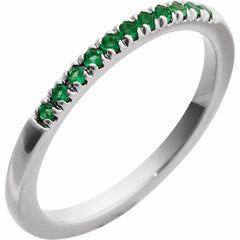 14K White Gold Lab-Grown Emerald Stackable Ring