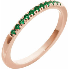 14K Rose Gold Lab-Grown Emerald Stackable Ring
