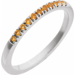 14K White Gold Natural Citrine Stackable Ring