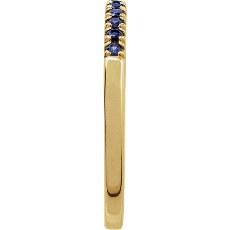 14K Yellow Gold Lab-Grown Blue Sapphire Stackable Ring