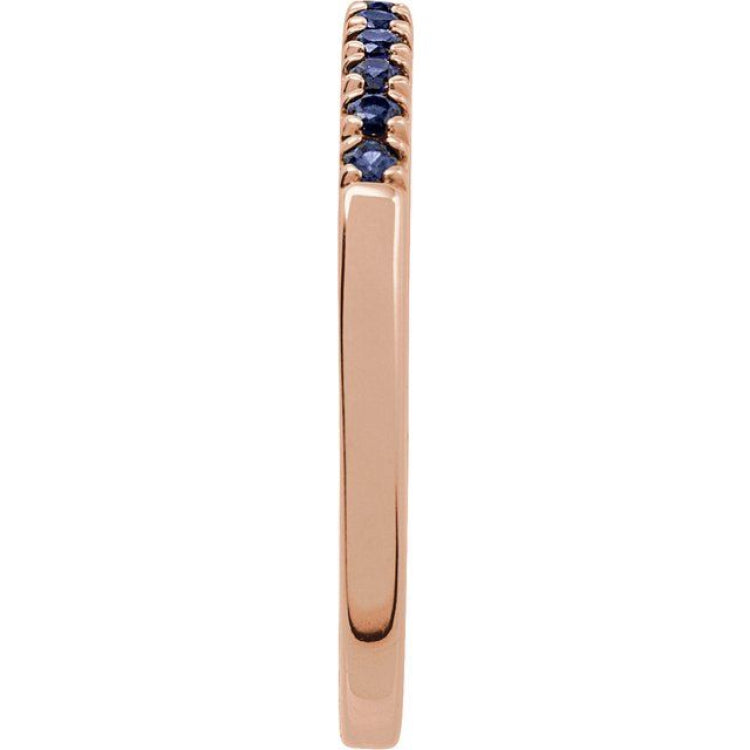 14K Rose Gold Lab-Grown Blue Sapphire Stackable Rin