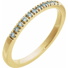 14K Yellow Gold Natural Aquamarine Stackable Ring