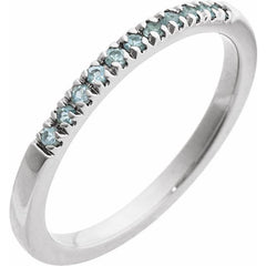 14K White Gold Natural Aquamarine Stackable Ring