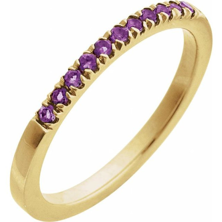 14K Yellow Gold Natural Amethyst Stackable Ring