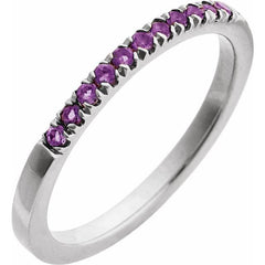 14K White Gold Natural Amethyst Stackable Ring