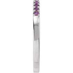 14K White Gold Natural Amethyst Stackable Ring