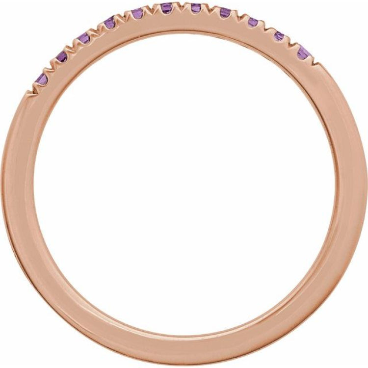 14K Rose Gold Natural Amethyst Stackable Rin