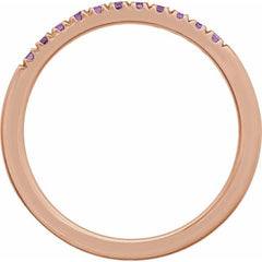 14K Rose Gold Natural Amethyst Stackable Rin