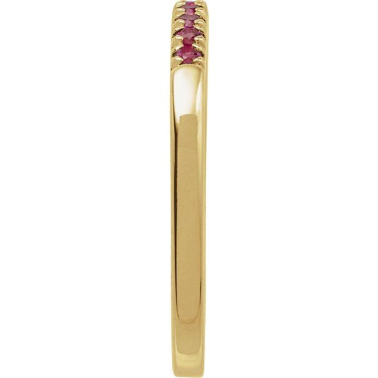 14K Yellow Gold Lab-Grown Ruby Stackable Ring