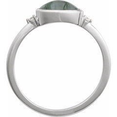 Sterling Silver Natural Moss Agate & .03 CTW Natural Diamond Ring