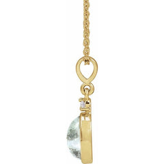 14K Yellow Gold 8x6 mm Natural Moss Agate & .03 CTW Natural Diamond 16-18" Necklace
