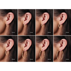 14K Yellow Gold Round Tube 30 mm Hoop Earrings