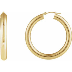 14K Yellow Gold Round Tube 40 mm Hoop Earrings