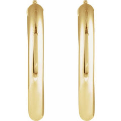 14K Yellow Gold Round Tube 40 mm Hoop Earrings