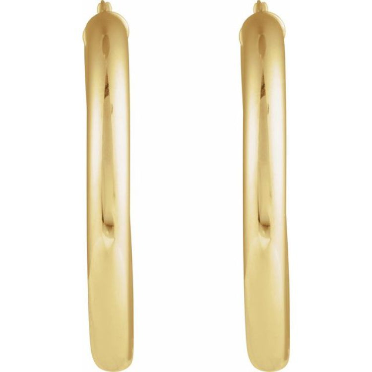 14K Yellow Gold Round Tube 45 mm Hoop Earrings