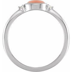 Sterling Silver Natural Pink Coral & .03 CTW Natural Diamond Ring
