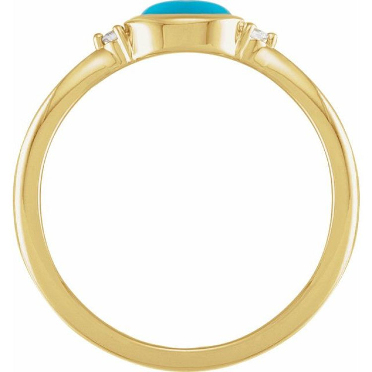 14K Yellow Gold Natural Turquoise & .03 CTW Natural Diamond Ring