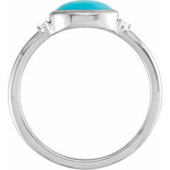 14K Yellow Gold Natural Turquoise & .03 CTW Natural Diamond Ring