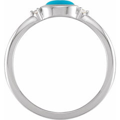 14K White Gold Natural Turquoise & .03 CTW Natural Diamond Ring