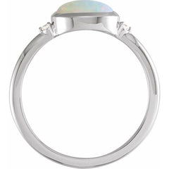 Platinum Natural White Opal & .03 CTW Natural Diamond Ring