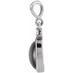 Platinum 12x10 mm Natural Black Onyx & .03 CT Natural Diamond Cabochon Pendant
