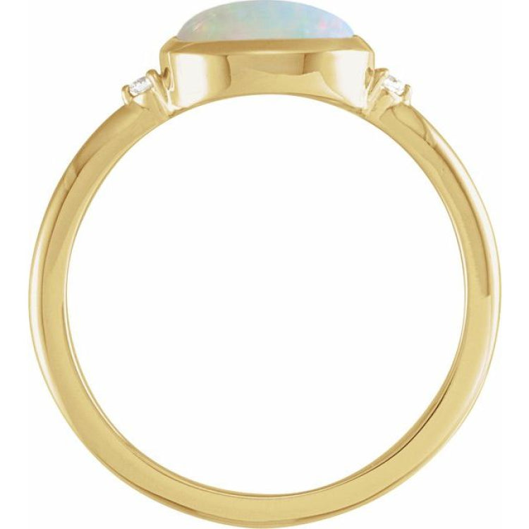 14K Yellow Gold Natural Ethiopian Opal & .03 CTW Natural Diamond Ring