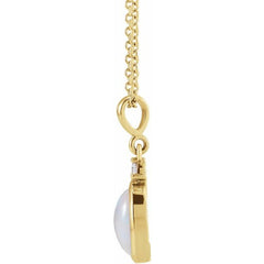 14K Yellow Gold 12x10 mm Natural White Opal & .03 CT Natural Diamond 16-18" Necklace