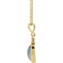 14K Yellow Gold 10x8 mm Natural Rainbow Moonstone & .03 CT Natural Diamond 16-18" Necklace
