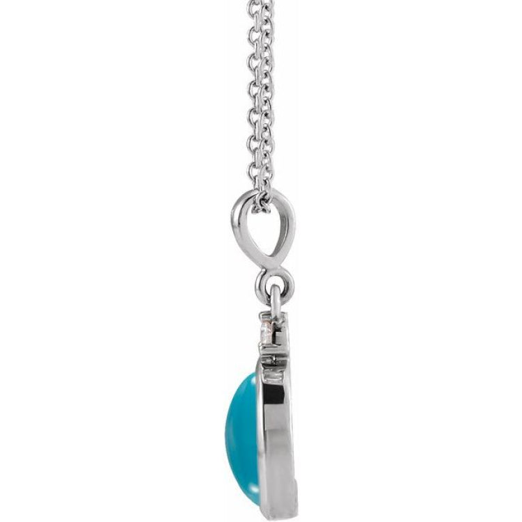 Platinum 10x8 mm Natural Turquoise & .03 CT Natural Diamond 16-18" Necklace